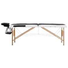 shumee Zložljiva masažna miza 2-conska les črna in bela
