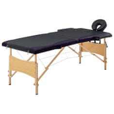 shumee Zložljiva masažna miza 2-conska les črna