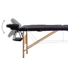 Vidaxl Zložljiva masažna miza 2-conska les črna