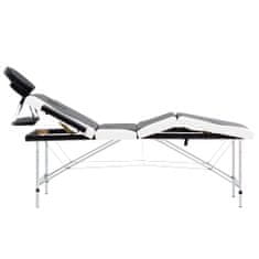 shumee 4-conska zložljiva masažna miza aluminij črne in bele barve
