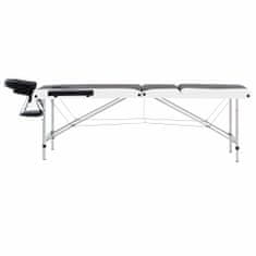 Greatstore 3-conska zložljiva masažna miza aluminij črne in bele barve
