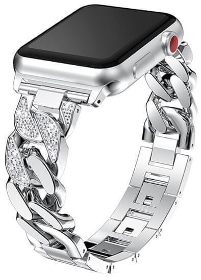 4wrist Metal bracelet with stones for Apple Watch - Silver - 38/40 mm