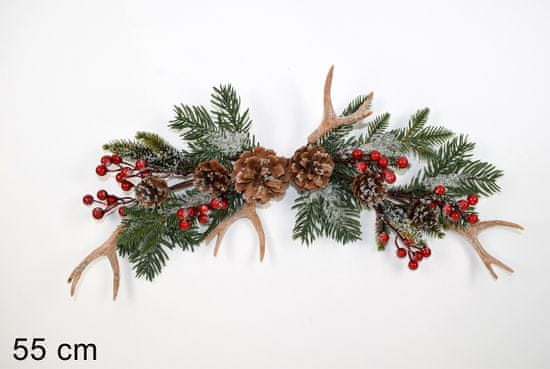 DUE ESSE Božična smrekova vejica z rogovjem, 55 cm