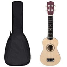 Greatstore Otroški ukulele soprano s torbo svetel les 21"