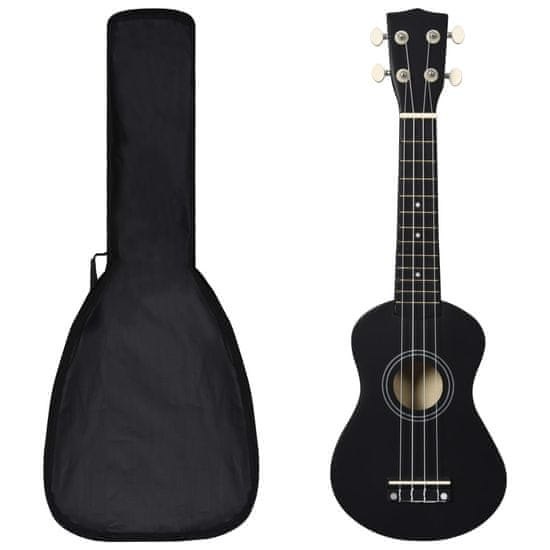 Greatstore Otroški ukulele soprano s torbo črn 21"
