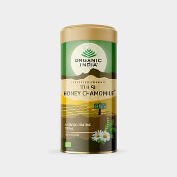 Organic India Bio indijski med Tulsi + bio kamilica, 100g pločevinka