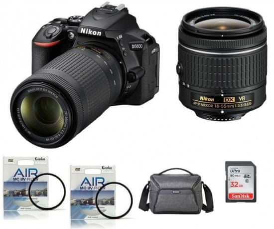 Nikon fotoaparat D-5600 kit 18-55VR + 70-300VR + Fatbox 32GB + UV filter