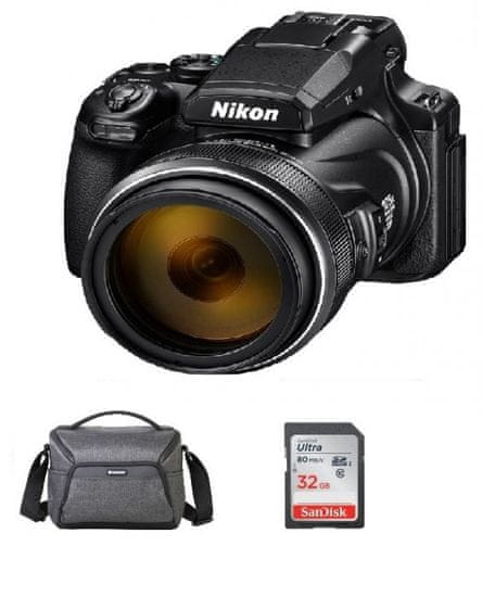 Nikon fotoaparat COOLPIX P1000 + SDHC kartica, 32GB + torba