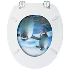 Greatstore Deska za WC školjko MDF dizajn pingvinov