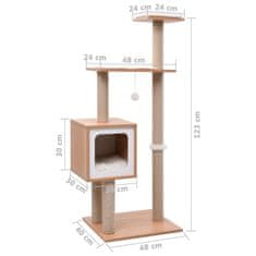 Greatstore Mačje drevo s praskalno podlogo iz sisala 123 cm