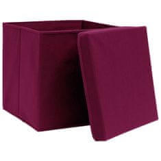 Greatstore Škatle za shranjevanje s pokrovi 4 kosi rdeče 32x32x32 cm blago