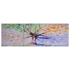 Vidaxl Slika na platnu drevo v dežju večbarvno 120x40 cm