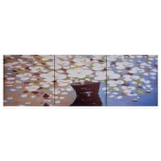 Vidaxl Slika na platnu rože v vazi večbarvna 120x40 cm