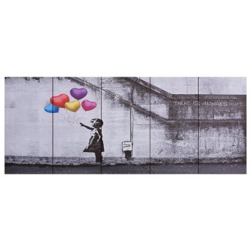 Vidaxl Slika na platnu baloni in otrok večbarvna 200x80 cm