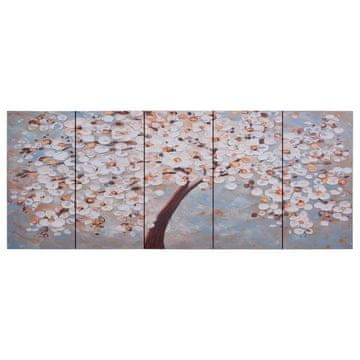 Vidaxl Slika na platnu cvetoče drevo večbarvna 150x60 cm