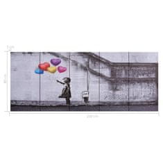 Vidaxl Slika na platnu baloni in otrok večbarvna 200x80 cm