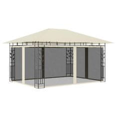 Vidaxl Paviljon s komarnikom in lučkami 4x3x2,73 m krem 180 g/m2