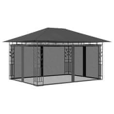 Vidaxl Paviljon s komarnikom in lučkami 4x3x2,73 m antraciten 180 g/m2