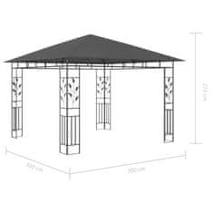 Vidaxl Paviljon s komarnikom in lučkami 3x3x2,73 m antraciten 180 g/m2