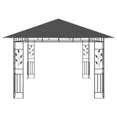 Vidaxl Paviljon s komarnikom in lučkami 4x3x2,73 m antraciten 180 g/m2