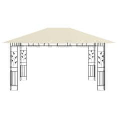 Vidaxl Paviljon s komarnikom in lučkami 4x3x2,73 m krem 180 g/m2