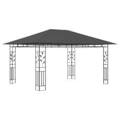 Vidaxl Paviljon s komarnikom in lučkami 4x3x2,73 m antraciten 180 g/m2
