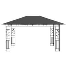 Vidaxl Paviljon s komarnikom in lučkami 4x3x2,73 m antraciten 180 g/m2