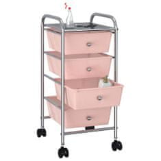 shumee Premični voziček s 4 predali roza plastika