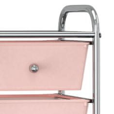 shumee Premični voziček s 4 predali roza plastika