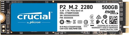 Crucial P2 SSD disk, 500 GB, M.2 80mm PCI-e 3.0 x4 NVMe, 3D QLC - Odprta embalaža