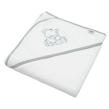 NEW BABY Otroška frotirna brisača z vezenino in kapuco 80x80 beli medved
