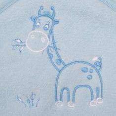 NEW BABY Otroška frotirna brisača z vezenino in kapuco 100x100 modra žirafa
