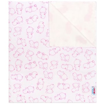 NEW BABY Nepremočljiva flanelna blazinica Hippo White and Pink