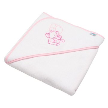 NEW BABY Otroška frotirna brisača z vezenino in kapuco 80x80 beli slon