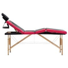 Vidaxl Zložljiva masažna miza 4-conska les črna in roza