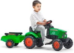 Falk SuperCharger zeleni pedalni traktor s prikolico