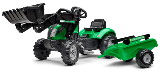 Falk Traktor na pedala Green, zelen s prikolico
