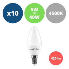 MAX-LED 10x LED žarnica - sijalka E14 5W (40W) 420lm nevtralno bela 4500K