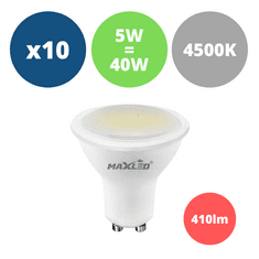 MAX-LED 10x LED žarnica - sijalka GU10 5W (40W) 410lm nevtralno bela 4500K