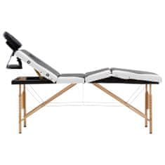 Vidaxl Zložljiva masažna miza 4-conska les črna in bela