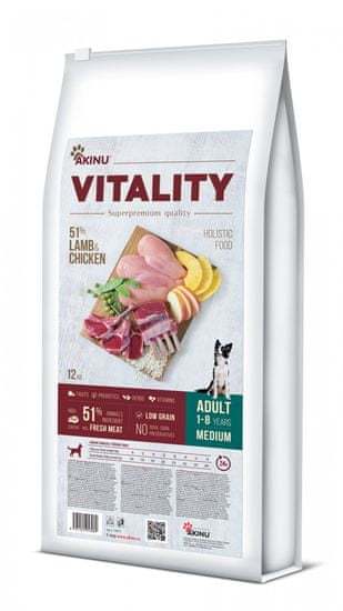 Akinu hrana za pse VITALITY dog adult medium lamb & chicken, 12 kg