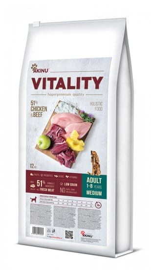 Akinu hrana za pse VITALITY dog adult medium chicken & beef, 12 kg
