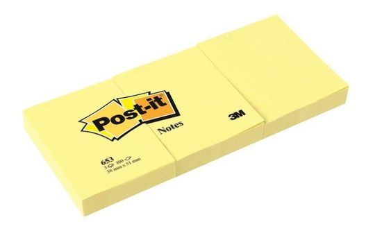 3M 653 Post-it samolepilni lističi, rumeni, 38 x 51, 3/1