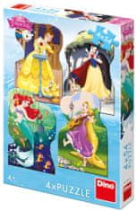 Dino Disney princeske in prijatelji sestavljanke, 4x 54 delov