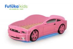 Futuka Kids Otroška postelja avto LIGHT 3D MG + Žarometi LED + Spodnja luč PINK