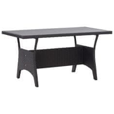 Vidaxl Vrtna miza črna 130x70x66 cm poli ratan