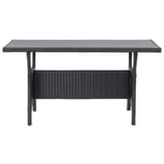 Vidaxl Vrtna miza črna 130x70x66 cm poli ratan
