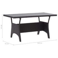 Vidaxl Vrtna miza črna 130x70x66 cm poli ratan
