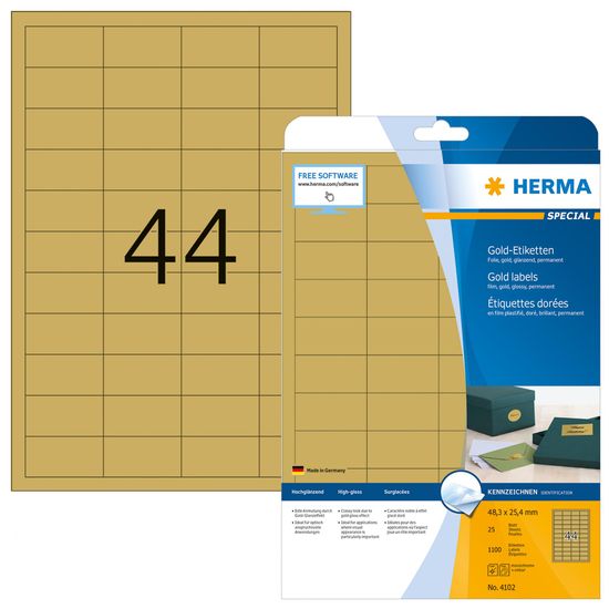 Herma Movables® 4102 etikete, A4, 48,3 x 25,4 mm, zlate