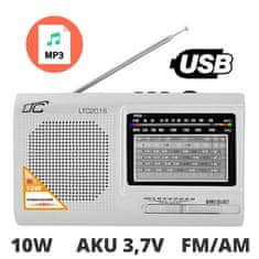 LTC Prenosni radio z MP3 predvajalnikom USB / SD 10W z akumulatorjem 210 x 124 x 57 mm